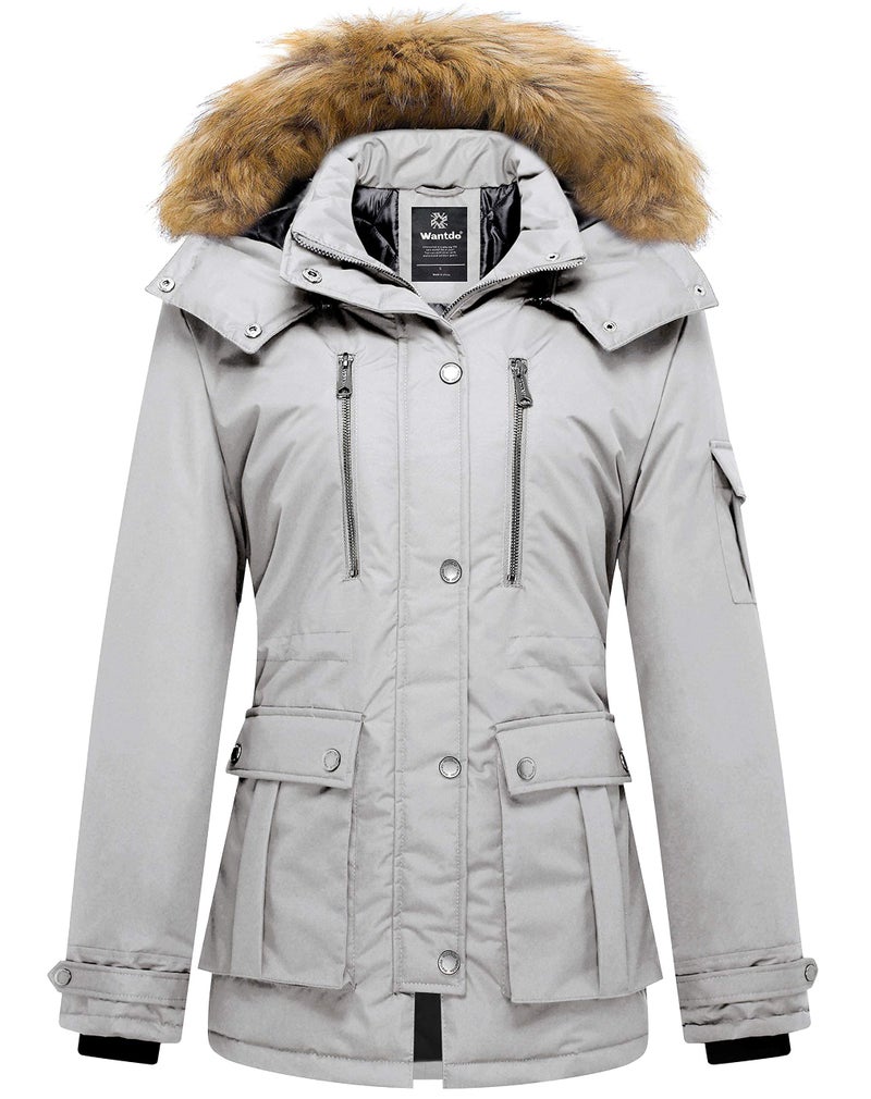 wantdo Women's Quilted Parka Cotton Coat Thickened Puffer Outerwear (Gray, Large) - Image 1